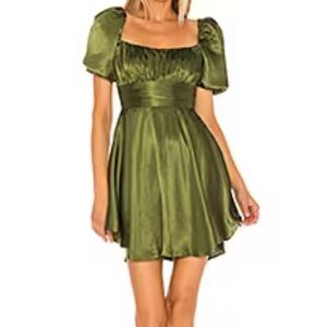 Majorelle short green XXS puff sleeve shimmering dress/sold out. NW